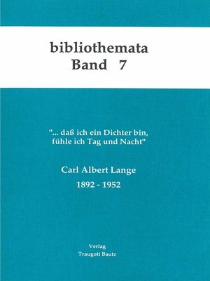 cover image of Carl Albert Lange 1892-1952